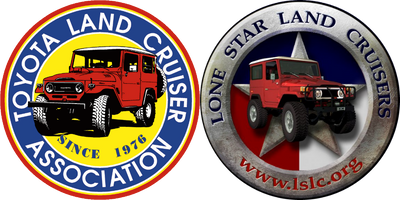 Lone Star Land Cruisers and the Toyota Land Cruiser Association logos. LSLC and TLCA