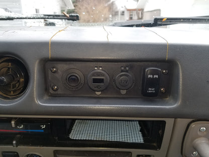 Customer Installed panel into FJ60 upper dash with carling switches and cigarette lighter switches installed